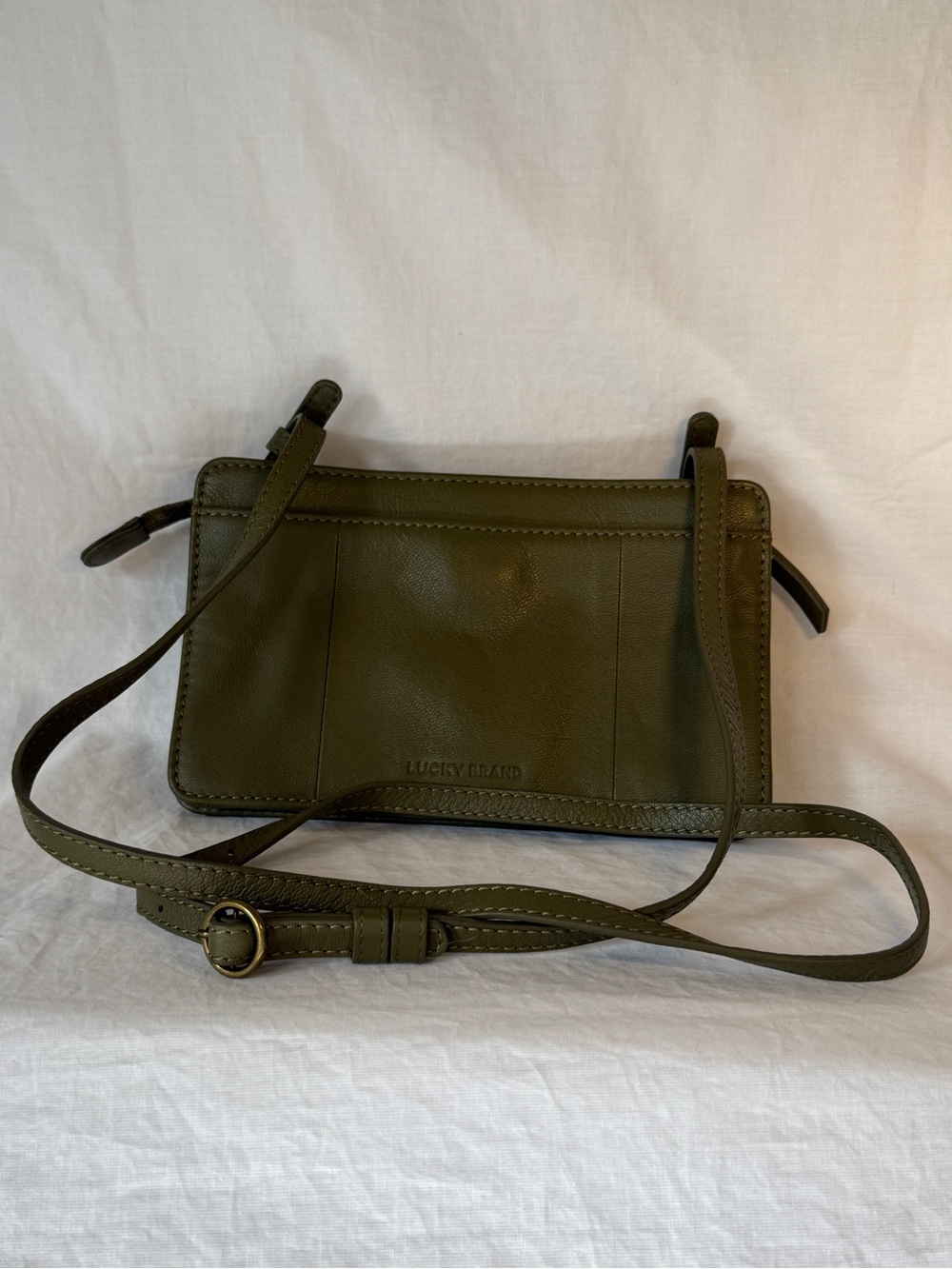 Lucky Brand Olive Green Leather Crossbody